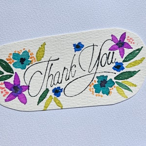 Floral Thank You Watercolor Greeting Card - Etsy