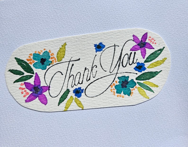 Floral Thank You Watercolor Greeting Card - Etsy