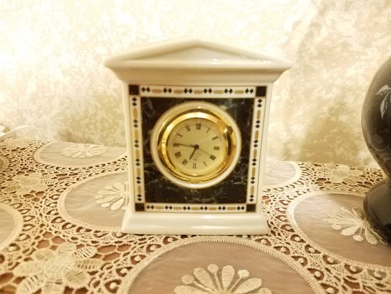 Lenox porcelain mini clock USA Lenox clock japan movement Etsy