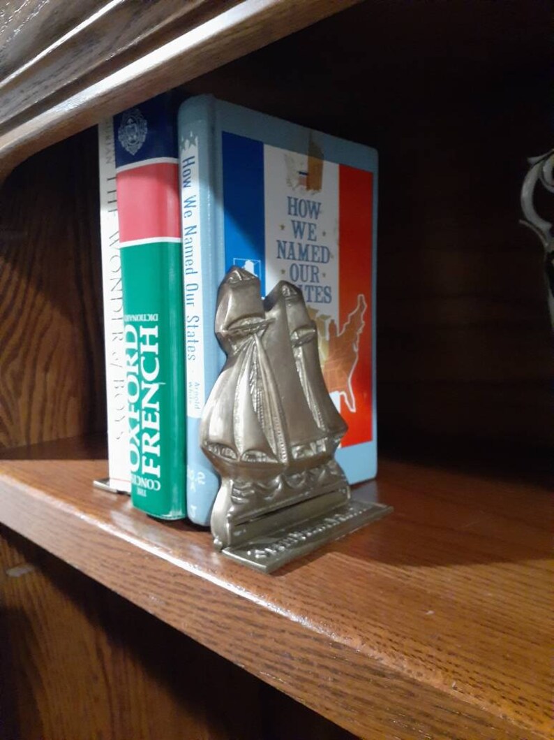 Brass bookends book shelf decor pair of bookends with Etsy