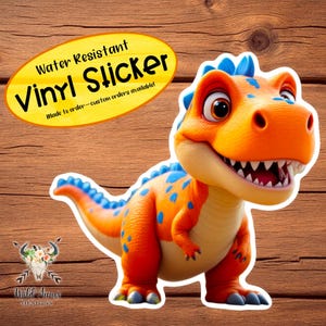 Water Resistant Vinyl Cute Dinosaur Sticker