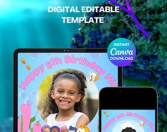 Customizable Bubble Guppies Party Invitation- Digital Party Invite - Bubble Guppies Birthday Decor - Bubble Guppies Theme - Canva Template