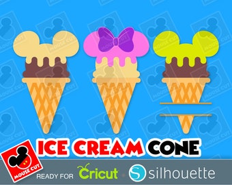 Archivo SVG de helado con orejas de ratón para máquina de corte (descarga digital)
