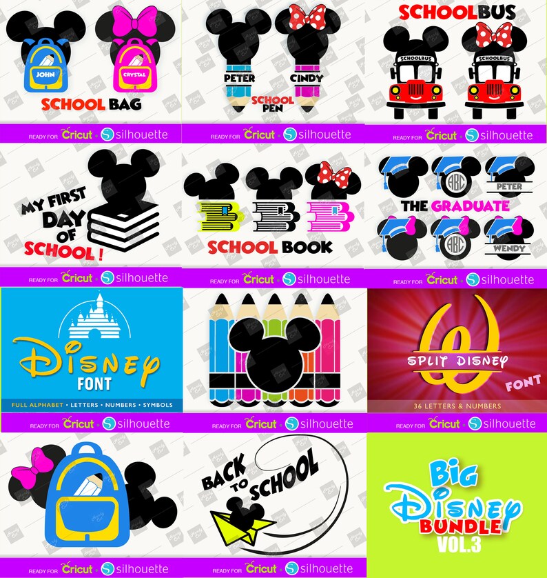 Download Disney Bundle SVG Back To School Disney SVG files Minnie Mouse | Etsy