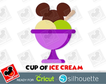 Vaso de helado con orejas de ratón SVG – Archivos de corte para Cricut y Silhouette