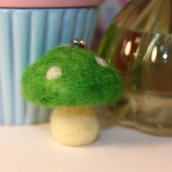 Needle Felted Mushrooms Keychain