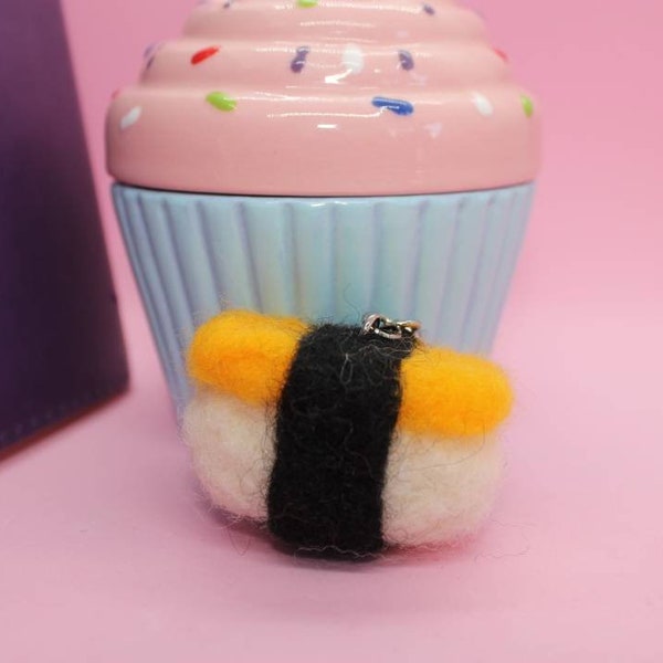 Tamago Nigiri Egg Sushi Felted Keychain