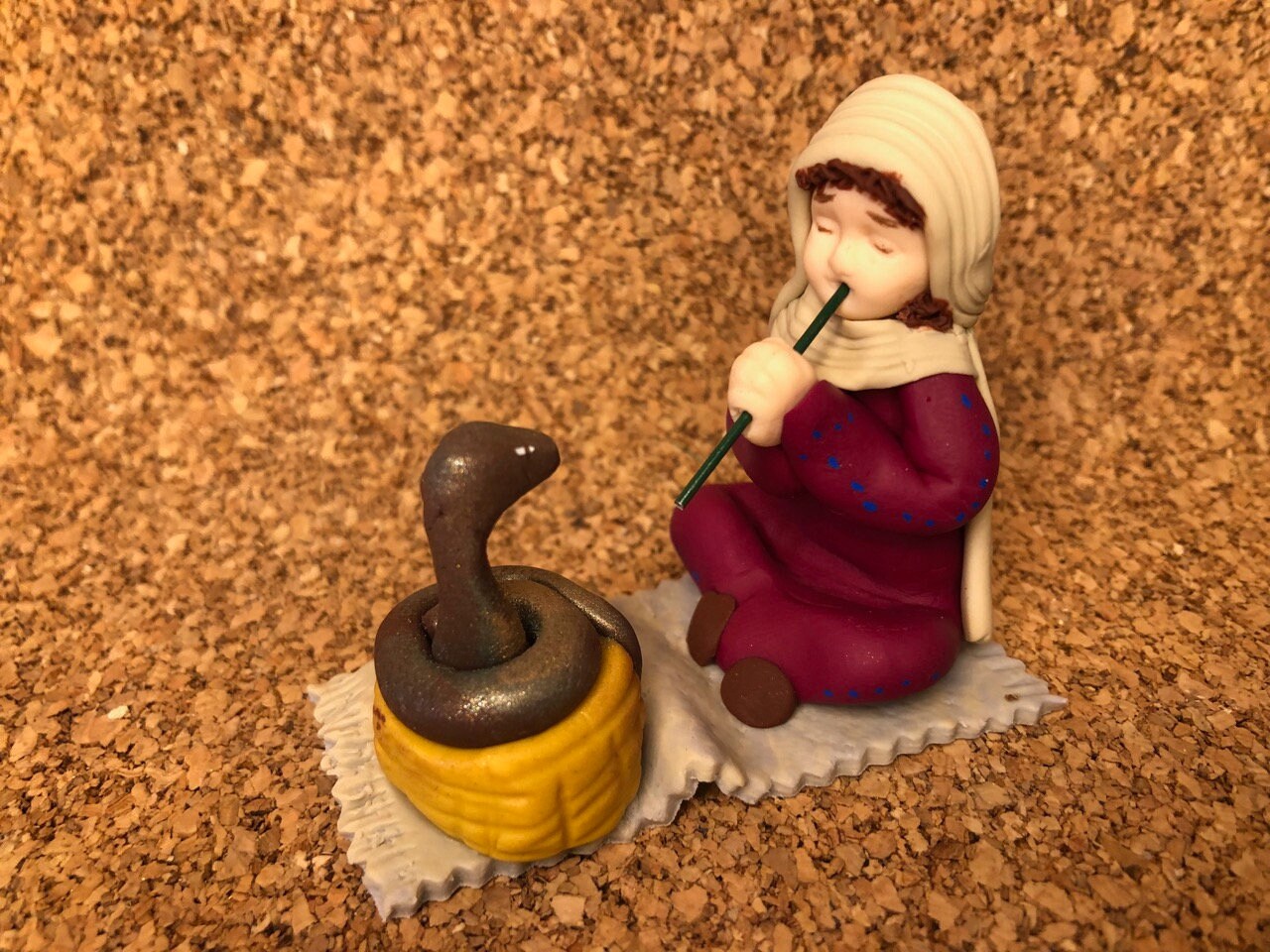 Santon, Charmeur de Serpent, Crèche Noël, Décoration Fabrication Artisanale, Fimo