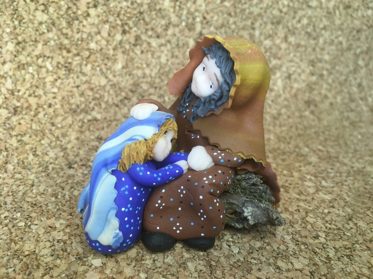 Santons Double, Grand-Mère et Sa Petite Fille, Crèche de Noël, Fabrication Artisanale