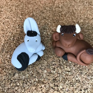 Santons The donkey and the ox, Christmas crib, in polymer clay