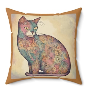 Retro-Stil Katzenliebhaber Akzentkissen, Vintage Stil Katzenkissen, Wohnkultur Katzenmama Geschenk, Kissen mit unsichtbarem Reißverschluss und Einsatz, braune Katze