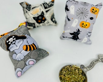 Halloween Catnip Pillows, Spooky Prints, 3 Pack