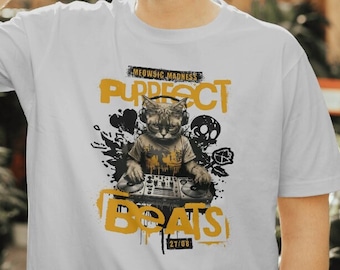 DJ Cat T-Shirt: Purrfect Beats, Comfort Colors Unisex Tee