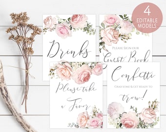 wedding signs set printable editable wedding signage etsy