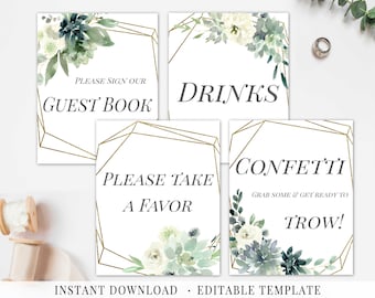 wedding signs set printable editable wedding signage etsy