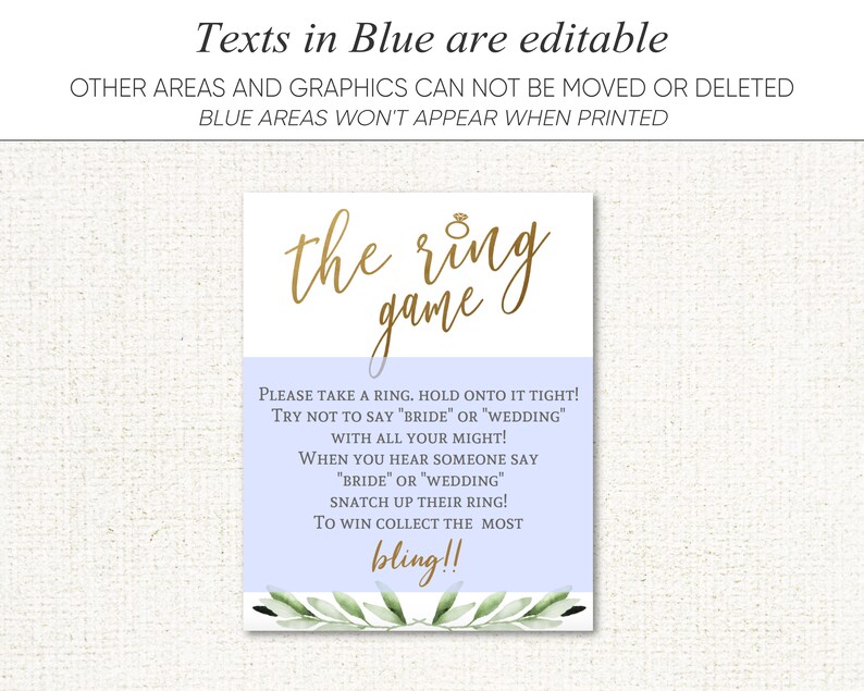 The Ring Game Bridal Ring Games Sign Printable Editable | Etsy