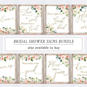 Bridal Shower Welcome Sign, Bridal Sign Printable, Rustic Blush Floral Gold, Dusty Rose, Wedding Party, Editable Template, BG25 image 8