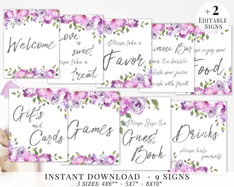 Bridal Shower Symptoms Mounted, Printable, Bridal Signs and symptoms Deal, Bridal Signage, Lilac Lavender Bouquets, Wedding ceremony Occasion Indicators, Editable Template photograph relating to Printable Bridal Shower Signs called Bridal Shower Signs and symptoms Fixed, Printable, Bridal Signs and symptoms Package, Bridal Signage, Lilac Lavender Bouquets, Marriage Celebration Signs or symptoms, Editable Template