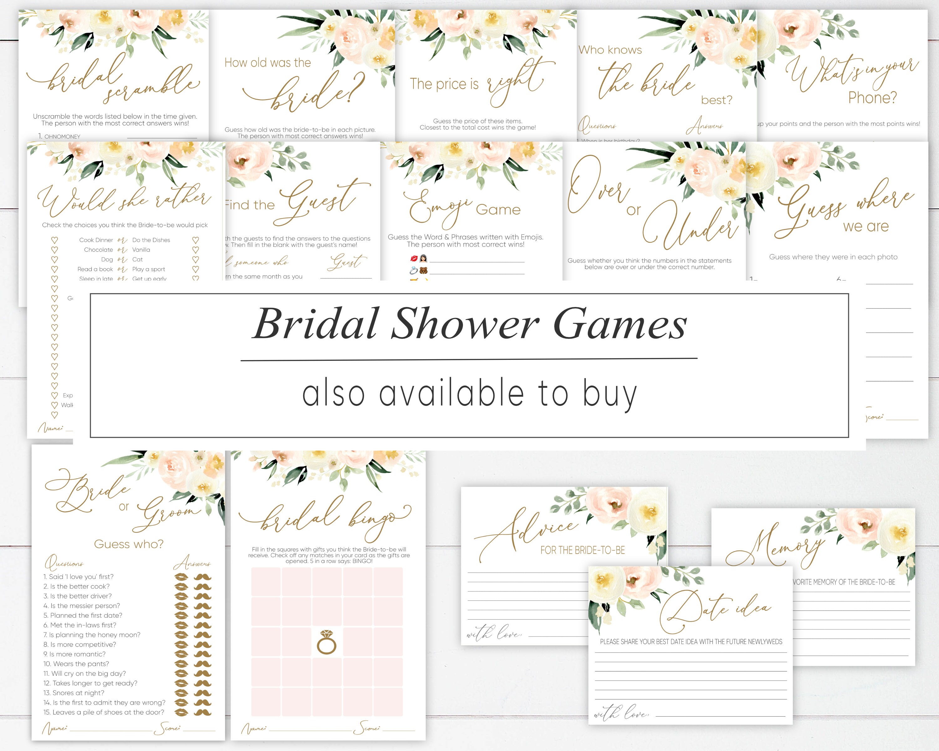 Bridal Shower Signs Set Printable Bundle Bridal Signage | Etsy