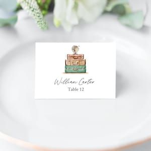 Travel Place Cards Name Card Foldable Editable Template The Adventure Begins Travel Around the World TW2 image 3