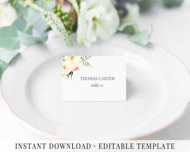 wedding place cards printable editable name card template blush wedding table name cards template