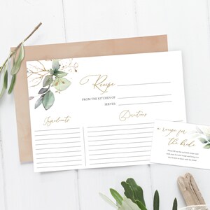 Eucalyptus Recipe Card: Greenery Bridal Shower (Printable)