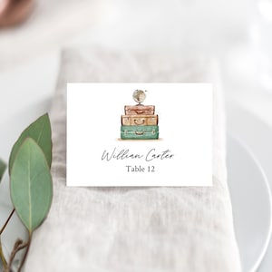 Travel Place Cards Name Card Foldable Editable Template The Adventure Begins Travel Around the World TW2 image 1