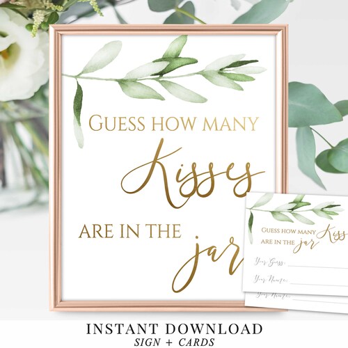 How Many Kisses Bridal Shower Game Hershey Kisses Game Etsy