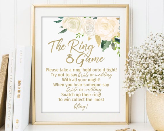 The Ring Game Sign Printable Bridal Shower Games Don't | Etsy
