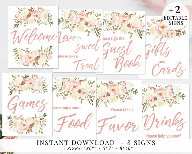 Bridal Shower Symptoms Established, Printable Bridal Signs and symptoms Package deal, Bridal Signage, Rose Gold, Blush Ivory Bouquets, Wedding day Get together Indications, Editable, BBRG photo about Printable Bridal Shower Signs identify Bridal Shower Symptoms Fastened, Printable Bridal Symptoms Package deal, Bridal Signage, Rose Gold, Blush Ivory Bouquets, Marriage Bash Signs or symptoms, Editable, BBRG