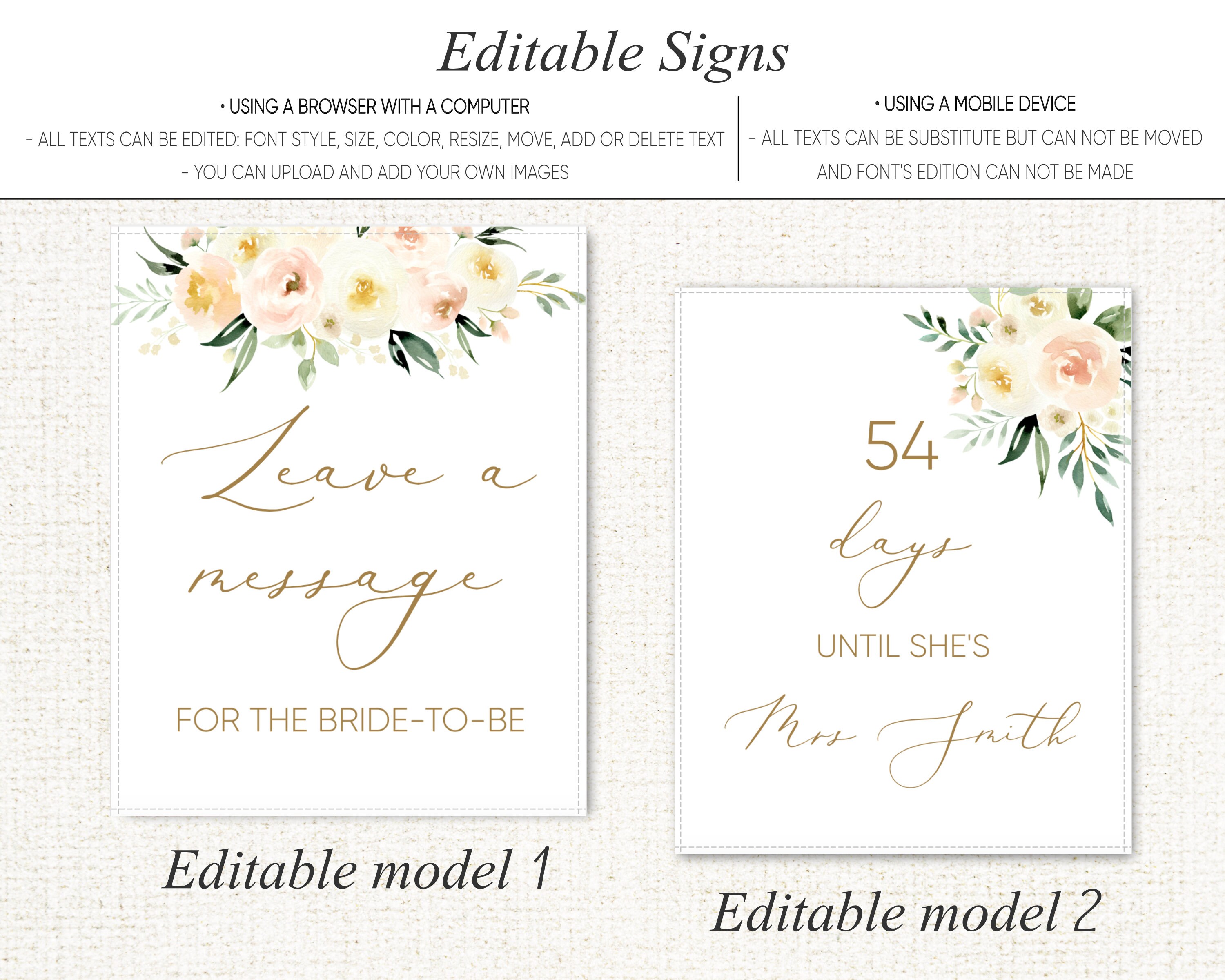 Bridal Shower Signs Set Printable Bundle Bridal Signage - Etsy