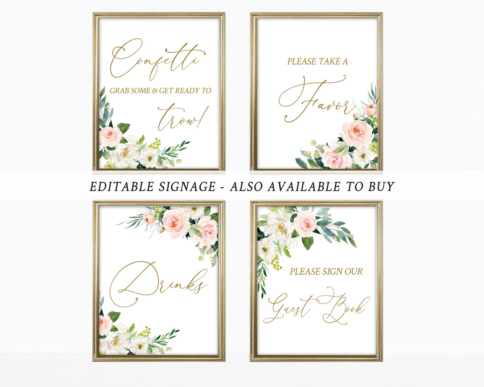 Wedding Menu Printable Template Rustic Blush Floral Gold - Etsy