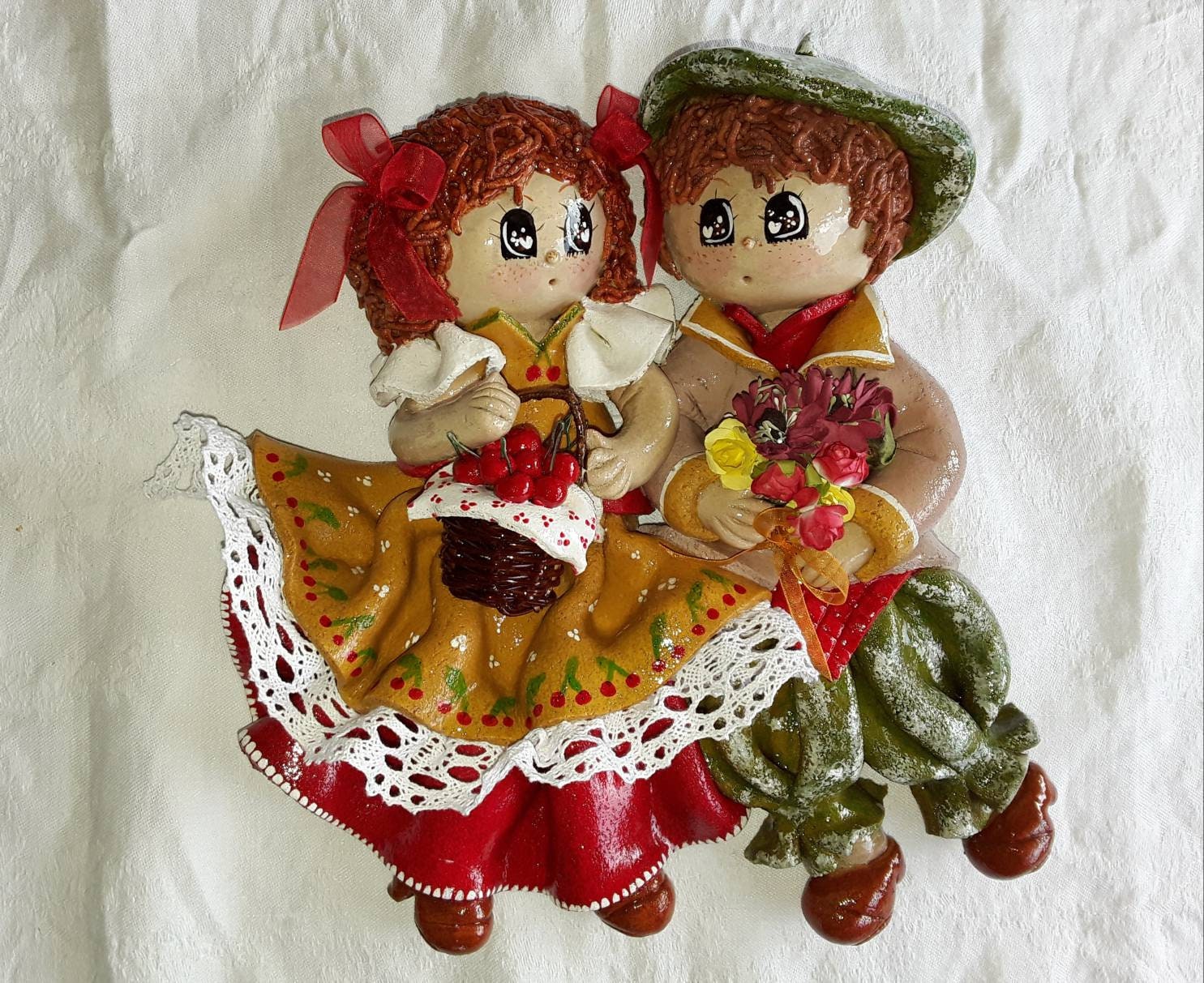 Couple d'amoureux en Pate A Sel Temps Des Cerises