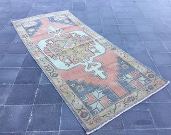 Alfombra Oushak, Alfombra Vintage, Alfombra Turca Oushak, Alfombra Turca de 8.7x3.9 pies, Alfombra Turca Vintage, Alfombra de Área, Alfombra de Lana Hecha a Mano