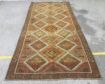 Oushak Rug, Vintage Rug, Turkish Rug,Vintage Oushak rug,10.6x4.8ft,Home Living,Vintage Turkish Rug,Vintage Rug,Wool on cotton Handmade Rug