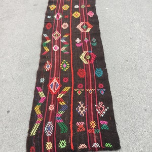 Old Kilim Runner, Vintage Turkish Kilim Runner, Rug Runner, Kilim Runner, Turkish Kilim, Runner Rug, 9.3x2.3feet,Pink Rug Runner, Rug