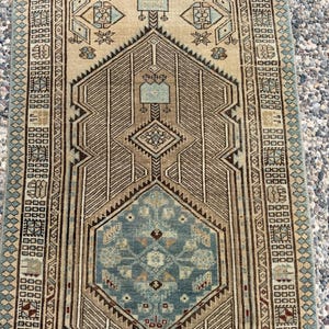 Oushak runner rug, turkish rug, 14.8x3 feet oushak rug perisan runner.Hallway runner rug image 5