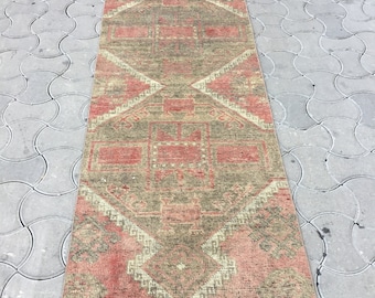Runner rug,floor runner rug11.1x2.7ft turkish runner rug,kilim runner rug,vintage runner rug,oushak runner rug,hallway runner rug,runner rug