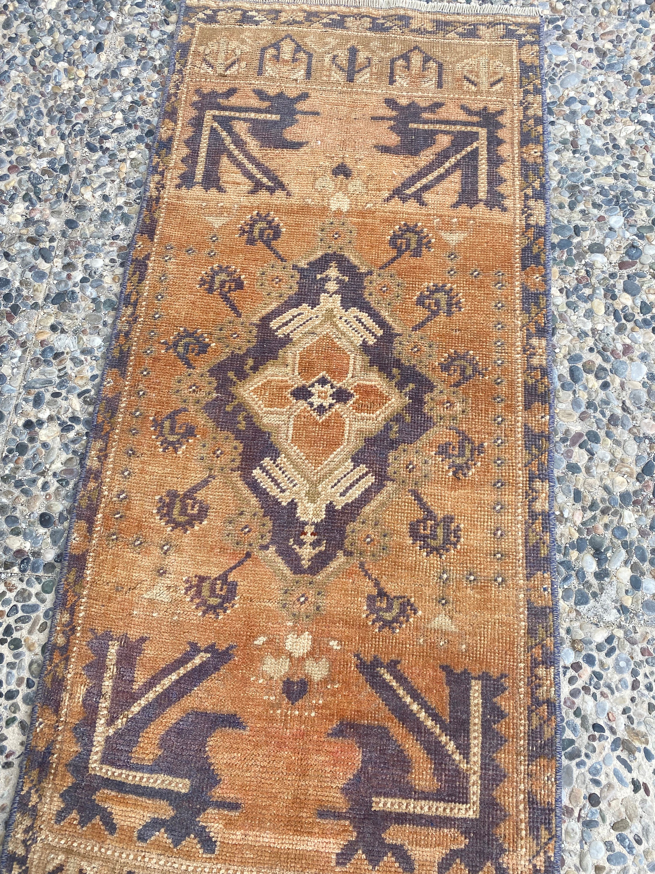 Turkish Rug Small Small Turkish Rug, Small Narrow Runner, Small Vintage Rug, Tiny Rug ...