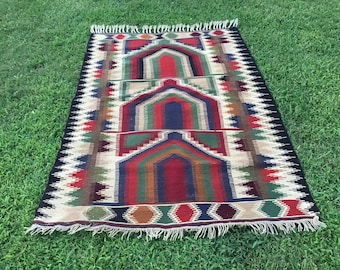 Tappeto Kilim, kilim turco, 5.3 x 3.8feet, tappeto, tappeto kilim Vintage, lana organica kelim, vintage tappeto, tappeto bohemien, Boho, tappeti