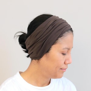 Wide Brown Headbands For Women, Brown Headwrap, Jersey Cotton Headband, Yoga Headband, Running Headband, Brown Running Headband, Haarband