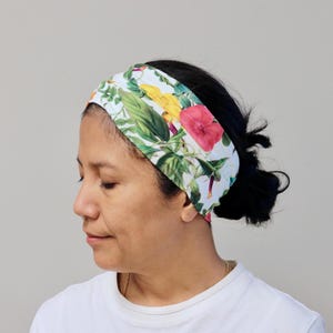 Wide Floral Headbands For Women, Floral Hippie Head- wraps, Stretchy Jersey Cotton Wide Turban, Yoga Head- cover, Bohemian Bandana