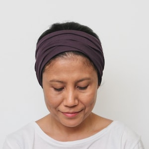 Dark Eggplant Purple Headband For Women, Wide Purple Women Head- cover, Wide purple Turban, Wide Purple Bandana, Bandeau cheveux femme