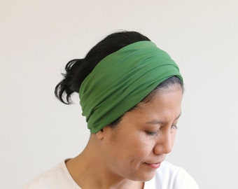 Sap- Green Wide Headband For Women, Green Headband, Sap- Green Stretchy Jersey Headband, Green Headwrap Women, Wide Bandana, Haarband