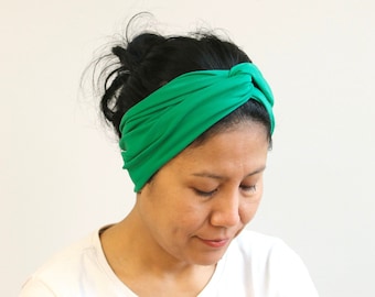 Grass- Green Twist Headbands For Women, Twisted Headwrap, Adult Twist Headband, Bright Green Twist Headband, Stretchy Jersey Cotton Headband