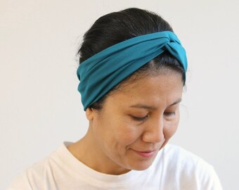 Petrol Twist Headband For Women's, Stretchy Twist Head- cover, Petrol Twist Bandana, Solid Color Twist Headband, Twist Bandana, Women Gift