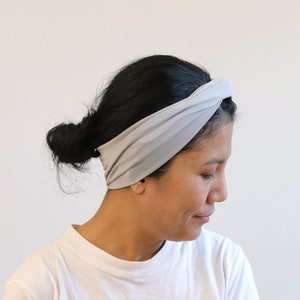 Silver-gray Twisted Headbands For Women, Light Grey Grey Head- cover, Twist Head- wrap, Solid Color Jersey Twist Bandana, Women Hairband