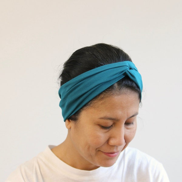 Petrol Twist Stirnband für Damen, dehnbare Twist Kopfbedeckung, Petrol Twist Bandana, einfarbiges Twist Stirnband, Twist Bandana, Frauen Geschenk