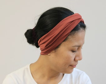 Terracotta Twist Headband For Women, Stretchy Cotton Headband, Terracotta Women headband, Twist terracotta headband, Terracotta Hairband