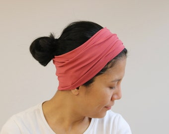 Marsala Pink Wide Headbands For Women, Marsala- Pink Headband, Stretchy Headband, Jersey Headband, Wide Headwrap, Women Gift